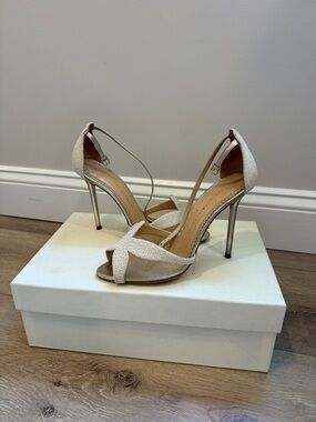 Charlotte Olympia Champagne Glitter D'Orsay Stiletto Sandals